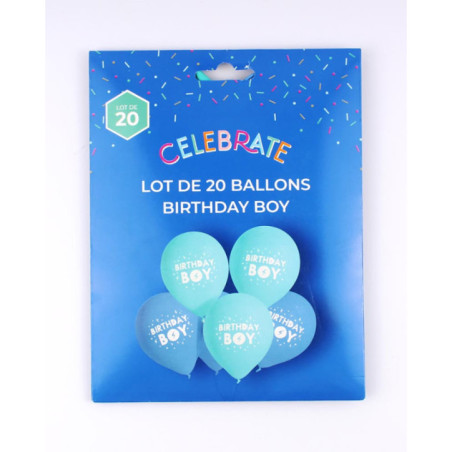 Paquet de 20 ballons bleu birthd