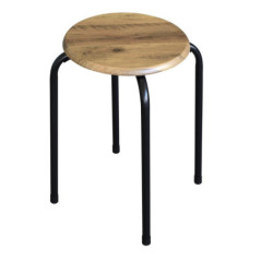 Tabouret assise col bois fonce