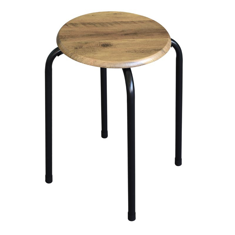 Tabouret assise col bois fonce