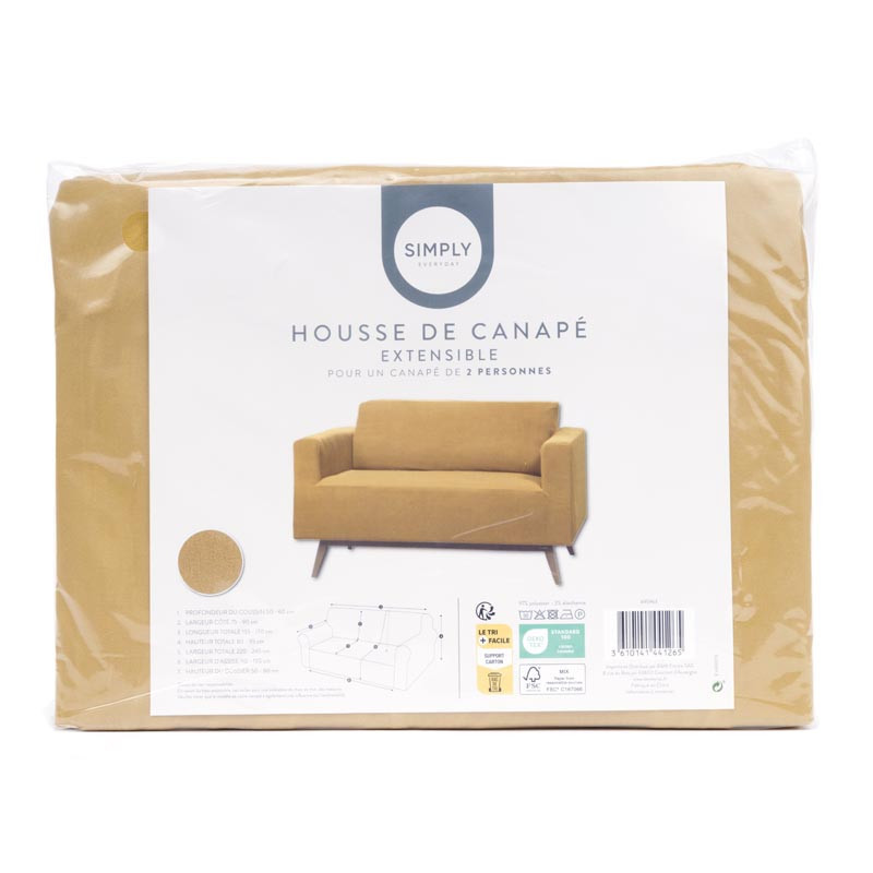 Housse de canape unie 2p ocre