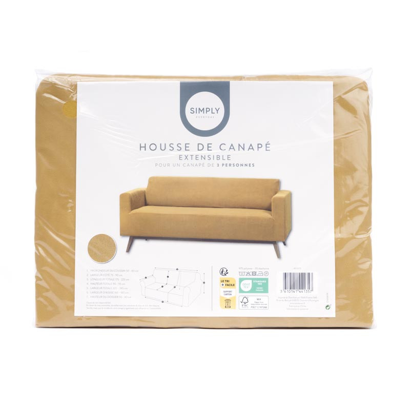 Housse de canape unie 3p ocre