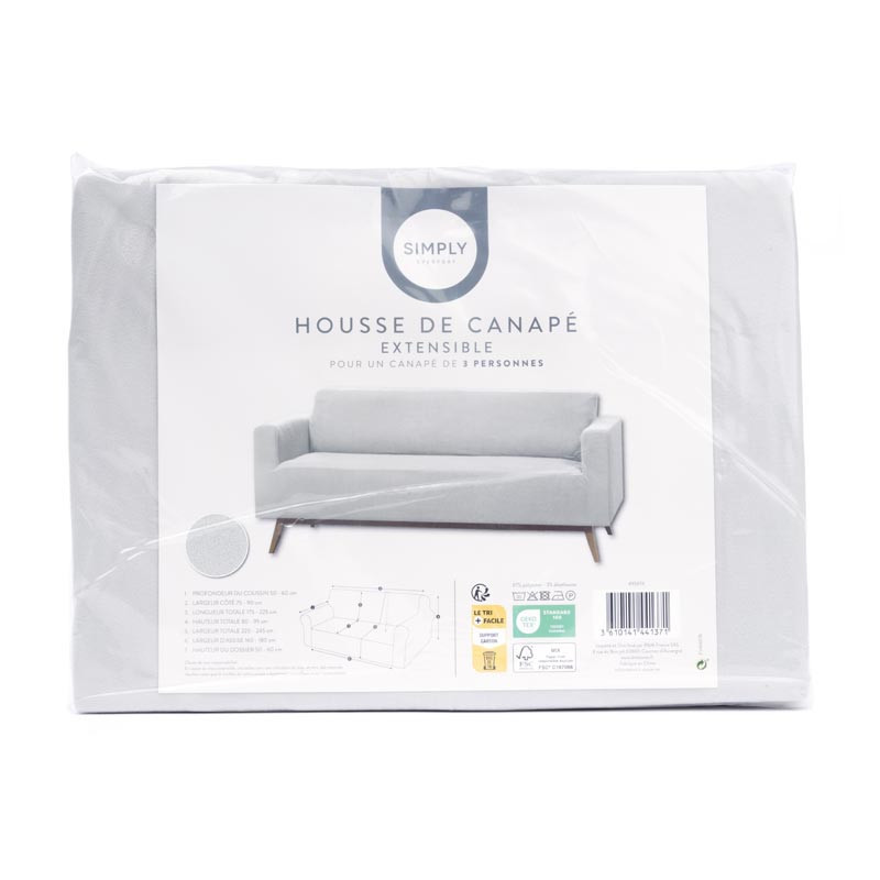 Housse de canape unie 3p gris