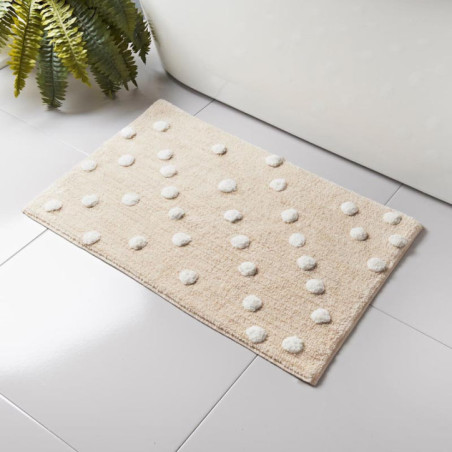 Tapis de bain pois blanc
