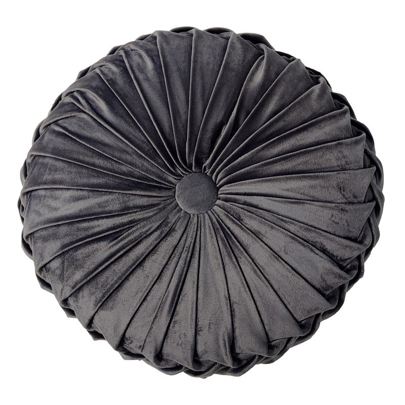 Coussin rond velours gris
