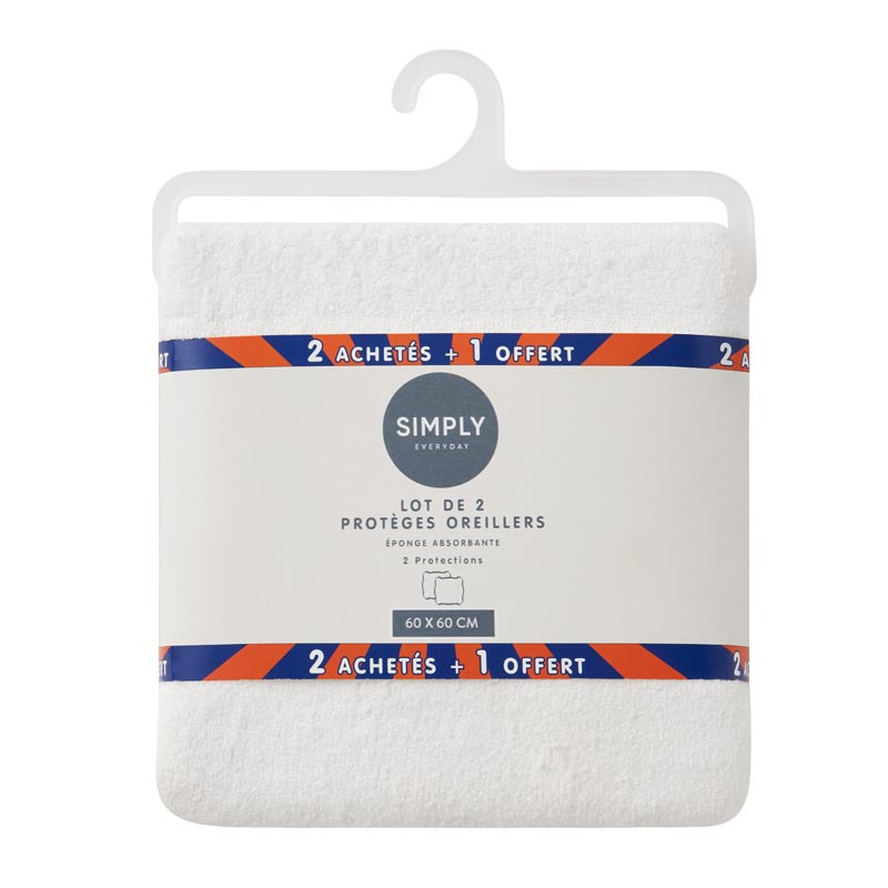 Lot de 2 protege oreillers 60x60