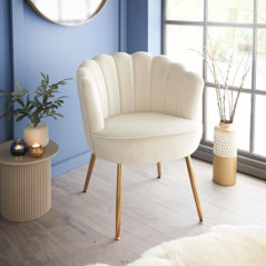 Fauteuil beige pieds metal or