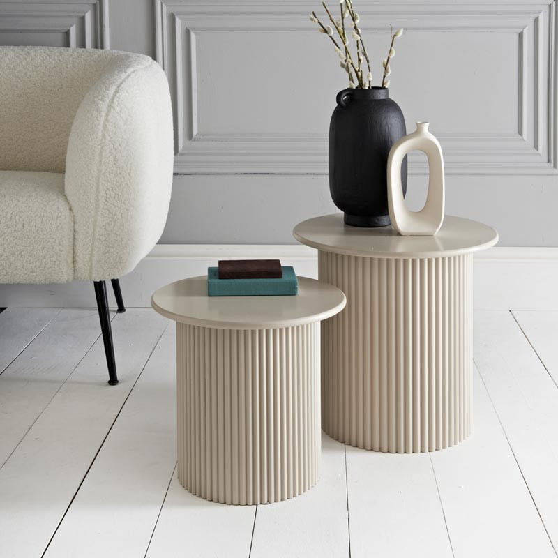 Lot de 2 table piliers creme