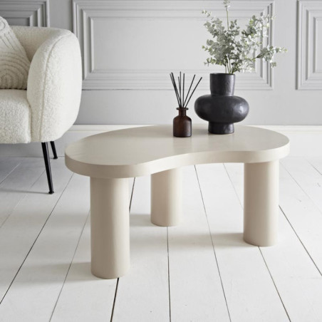 Table basse pieds larges creme