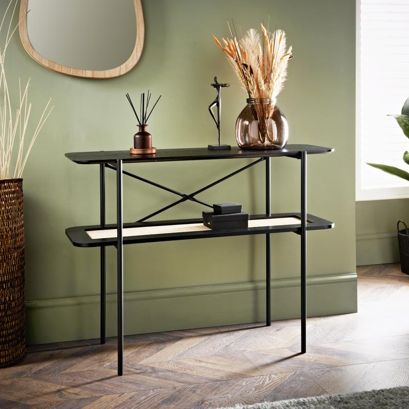 Console noir & rotin home collec