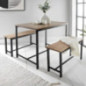 Table + 2 bancs bois/metal noir