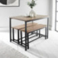 Table + 2 bancs bois/metal noir
