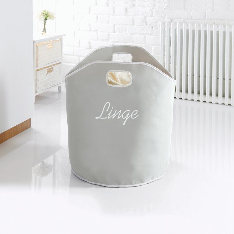 Edv paniere a linge tissu gris 5