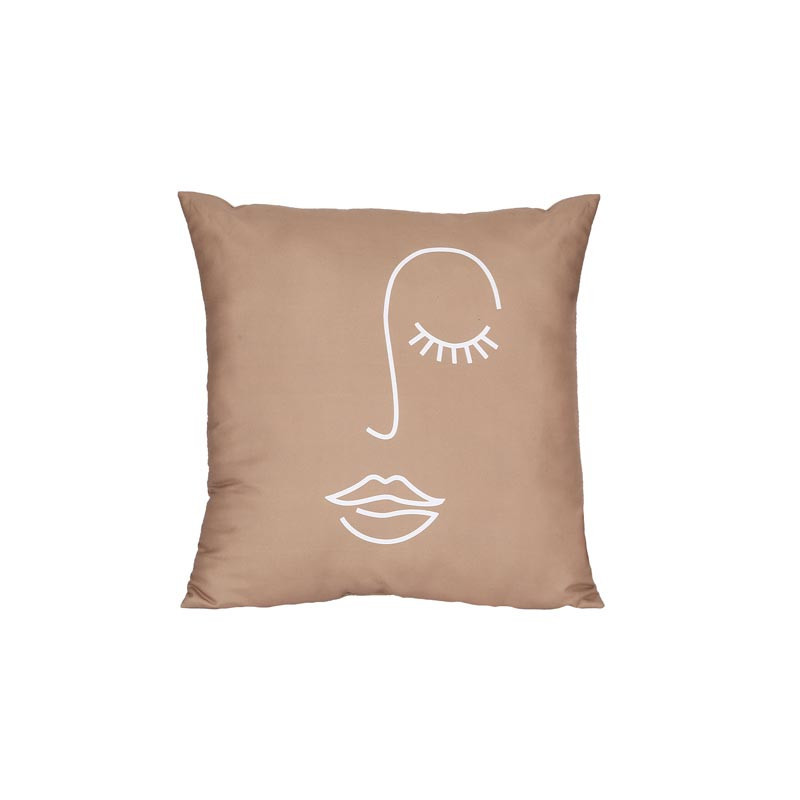 Coussin visage romy 38x38cm beig