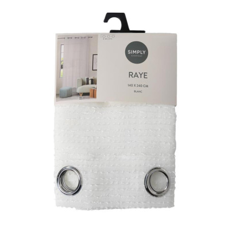 Voile oeillets raye tufte