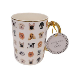 Mug aop chiens et poignee doree