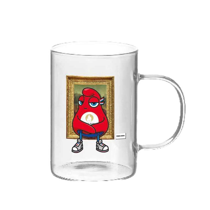 Mug droit en verre mascotte