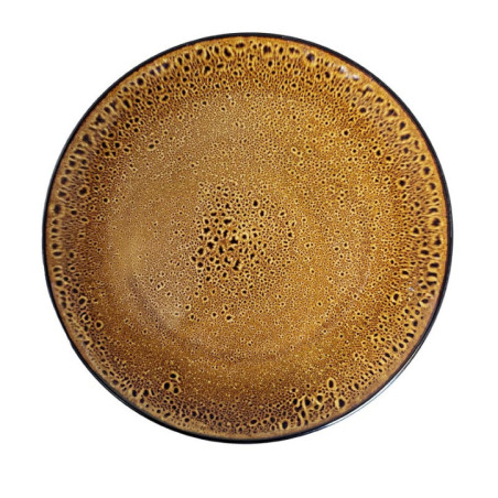 Assiette plate 27cm glaze marron