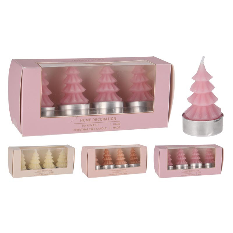 Bougie sapin lot de 4 3 asst