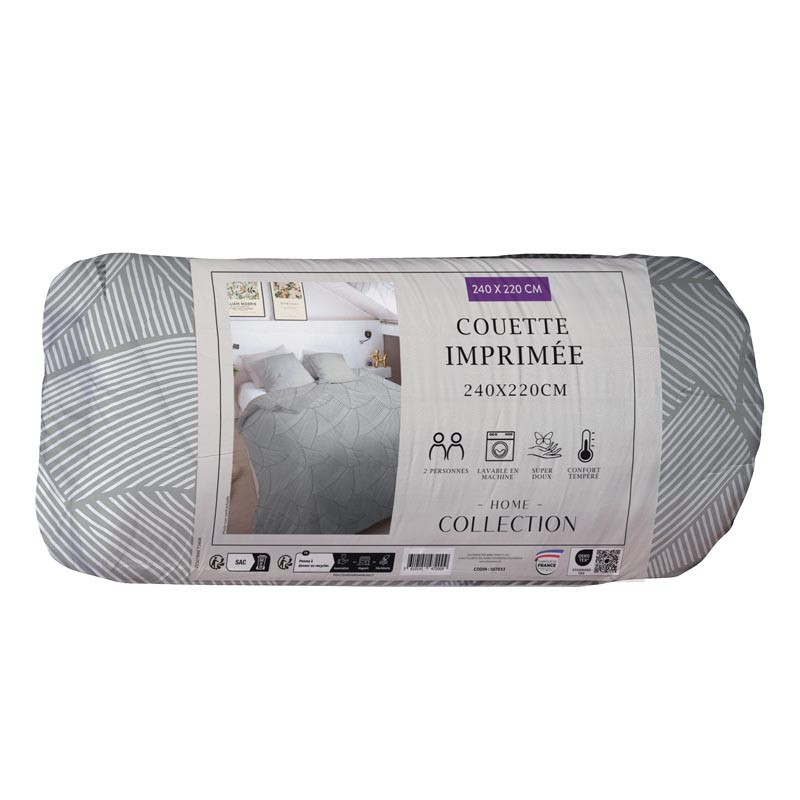 Couette imprimee feuille creme 2