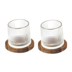 Verre a whisky support acacia x2