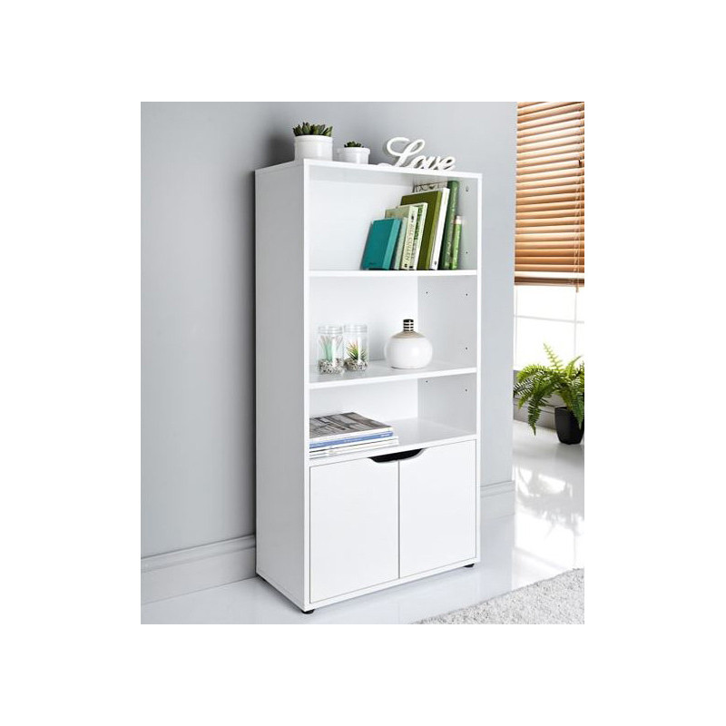 Bibliotheque 2 portes blanc