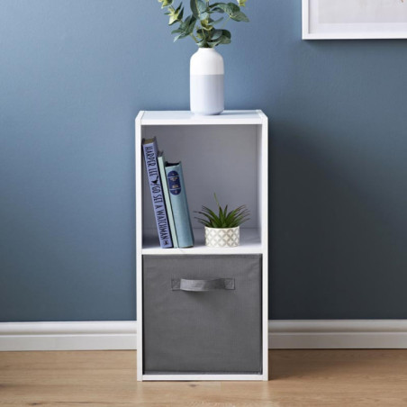 Meuble 2 cubes blanc 1 panier