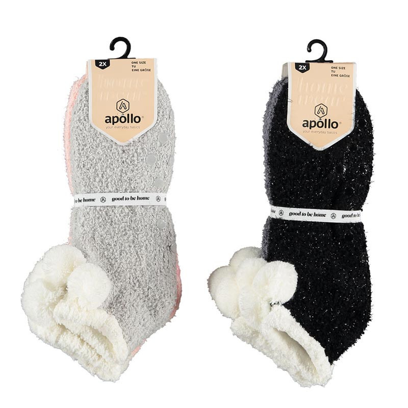 Chaussettes x2 dbl sherpa pompom