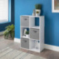 Meuble 6 cubes blanc 3 panieres