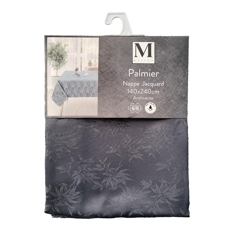 Nappe jacquard palmier anhracite