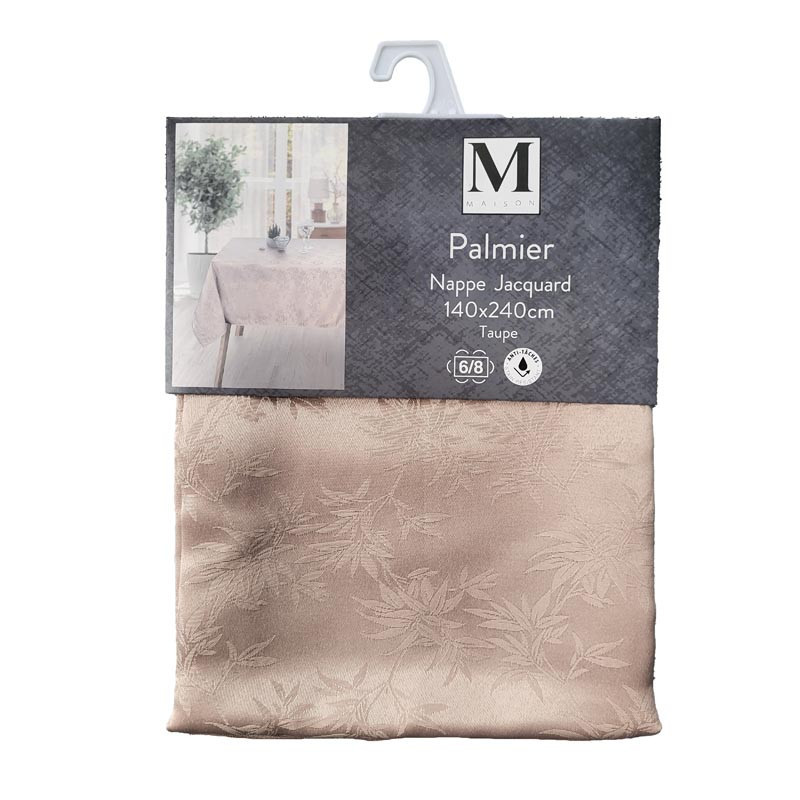 Nappe jacquard palmier  taupe 14