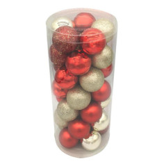 Pack 35 boules 6 cm  rouge champ