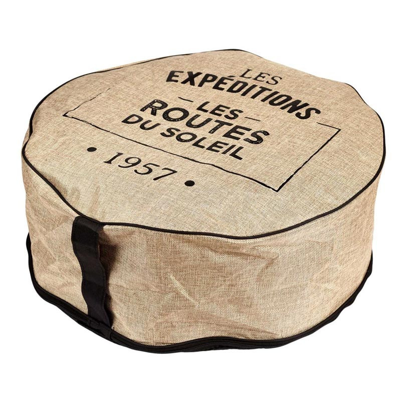 Pouf gonflable finition en jute