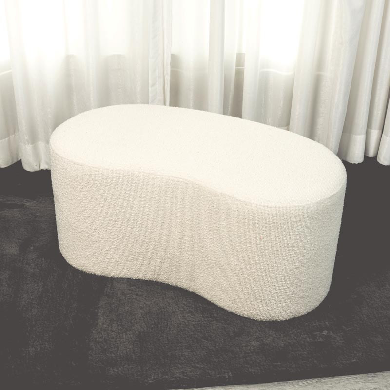 Pouf long blanc casse