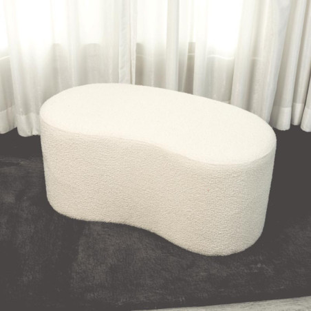 Pouf long blanc casse