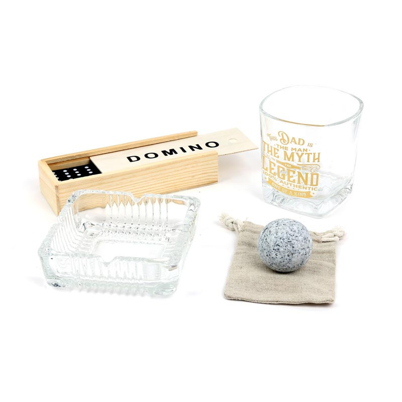 Coffret verre whisky + jeu domin