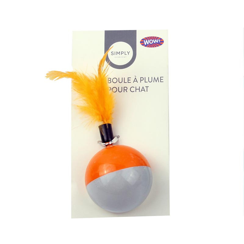 Jouet chat boule a plume