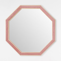 Miroir octogonal velours rose