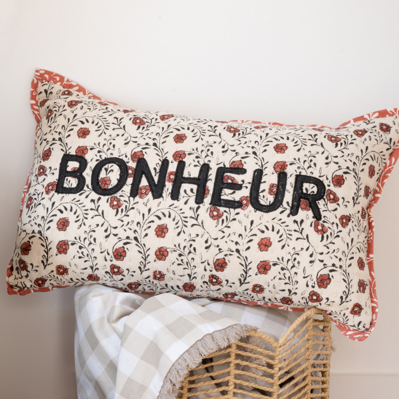 Coussin romance 30x50cm fleurs