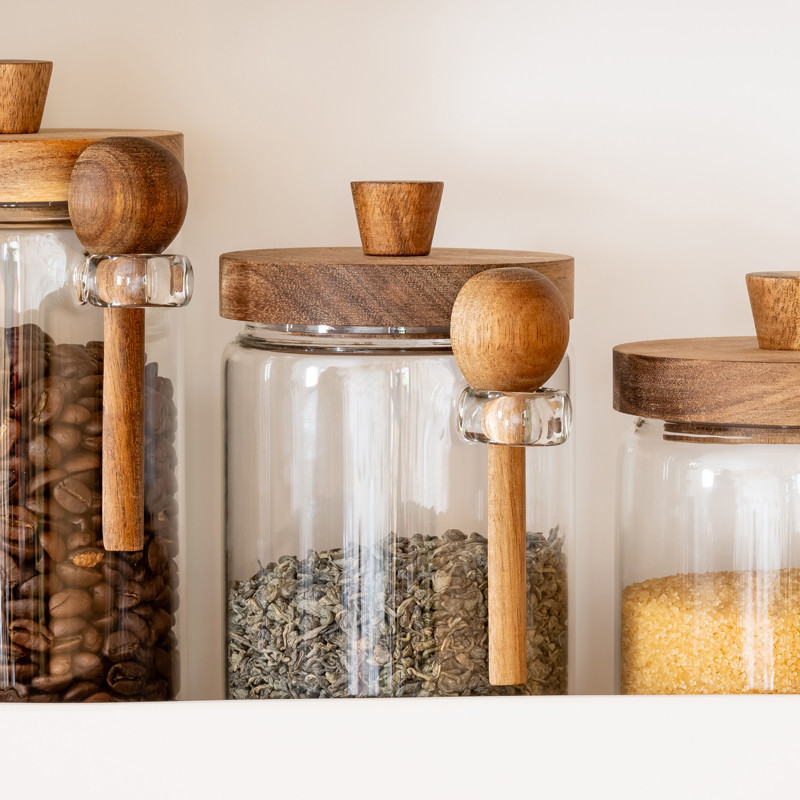 Bocal en verre et cuillere 550ml