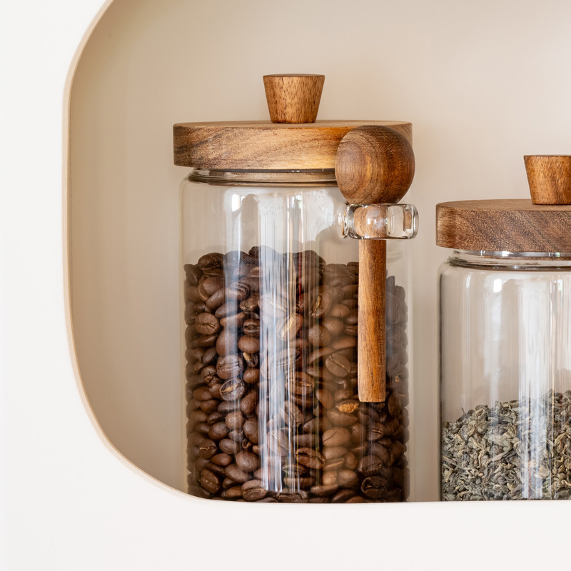 Bocal en verre et cuillere 700ml