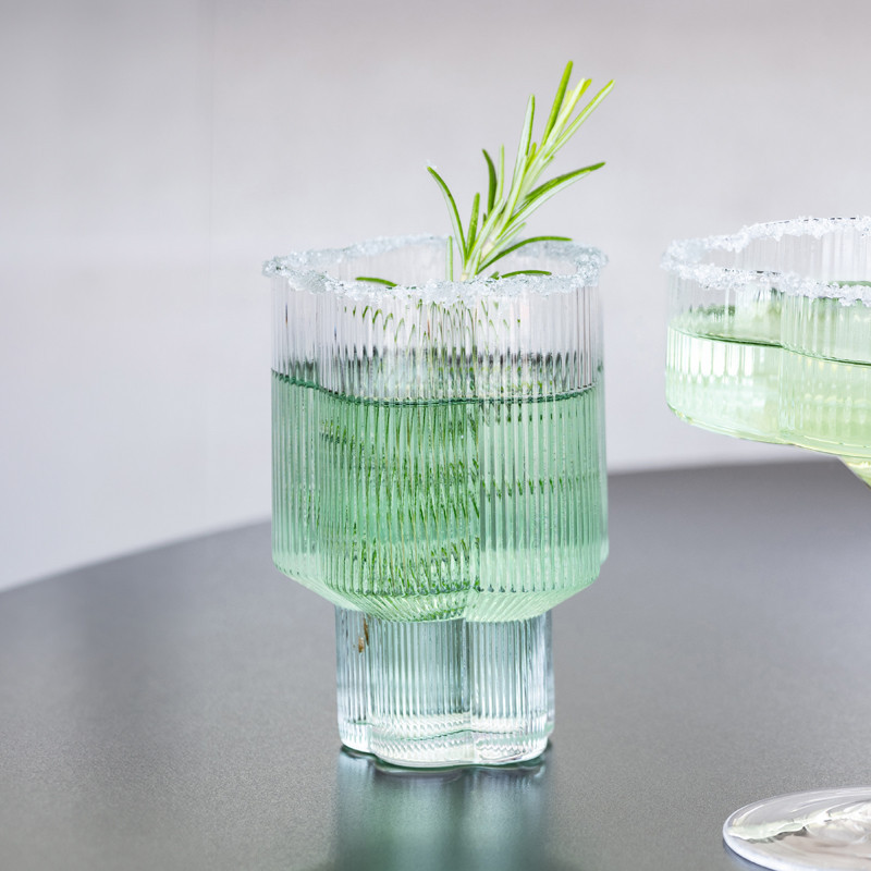 Set de 4 verres strie bas fleurs