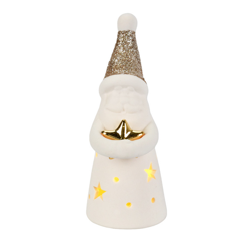 Pere noel avec etoile doree led