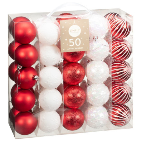 Pack de 50 boules 60mm rouge et