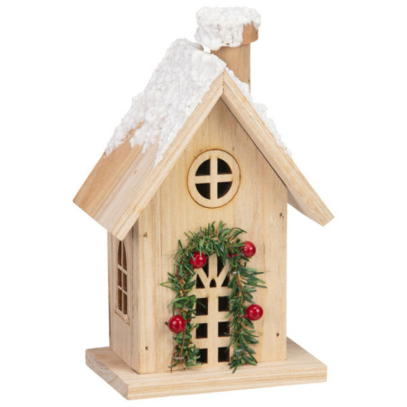 Maison en bois avec led h18cm