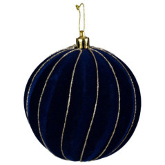 Boule de noel bleu marine floque