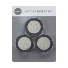 Lot de 3 lumieres led poussoir