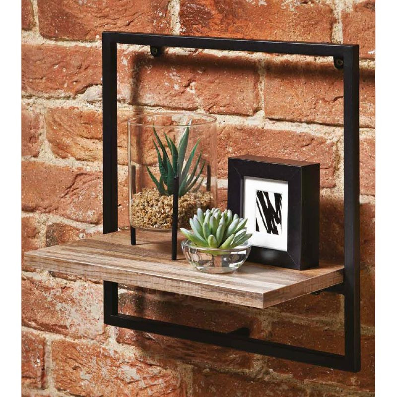 Etagere bois metal carree