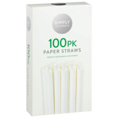 Pailles x100 papier blanc simply