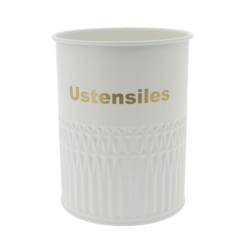 Boite a ustensiles metal & beige