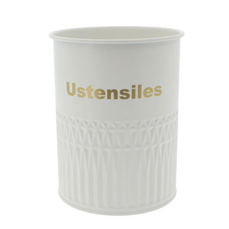 Boite a ustensiles metal & beige